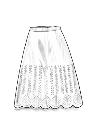 Strikket nederdel "Forgetmenot" i alpakablanding - aubergine/meleret