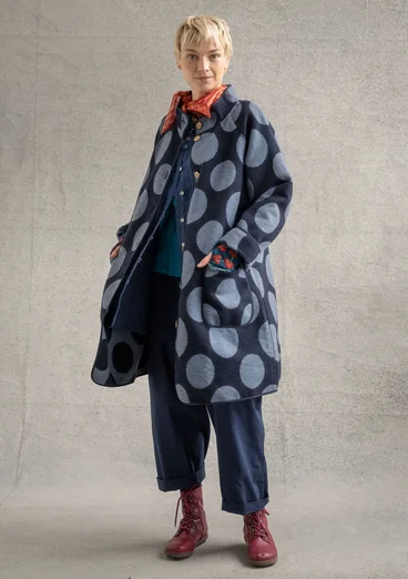 “Stone” coat in a woven wool blend - ink blue