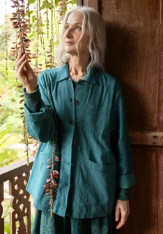 Webjacke „Agatha“ aus Bio-Baumwolle - dunkelpetrol