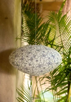 Lampskärm "Peru" i ekologisk bomull - indigo