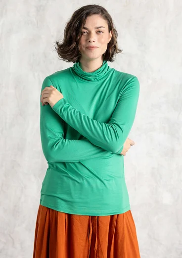 Lyocell/elastane jersey polo-neck top - lotus green