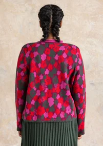 Gilet fleuri "Hillevi" en coton biologique/recyclé - aubergine