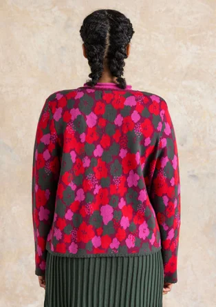 Gebloemd vest "Hillevi" van biologisch/gerecycled katoen - aubergine