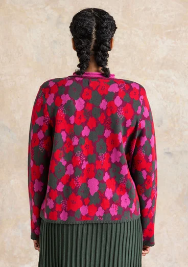 Gilet fleuri "Hillevi" en coton biologique/recyclé - aubergine