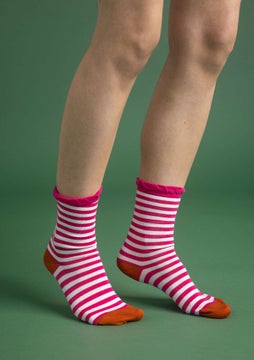 Striped socks dark peony