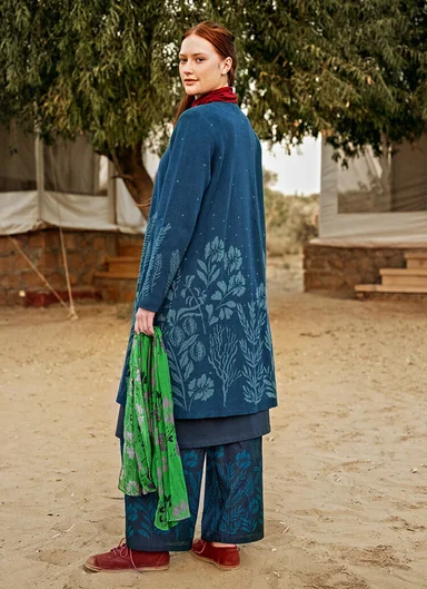 “Dawn” long cardigan in ramie/recycled cotton