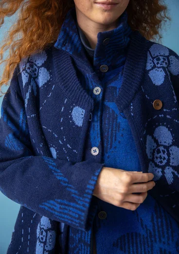 Gilet sans manches croisé "Marabel" en mélange de laine recyclée - indigo