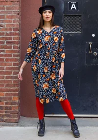 Robe "Rosendale" en coton biologique tissé - noir