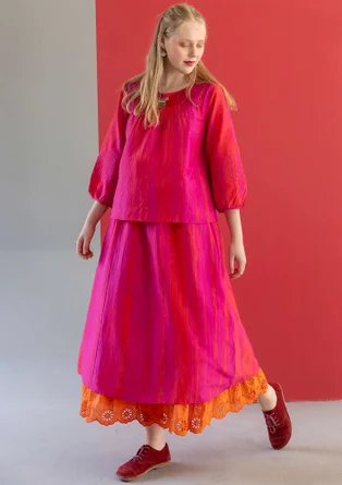 Geweven rok "Melody" van biologisch katoen/zijde - roze begonia