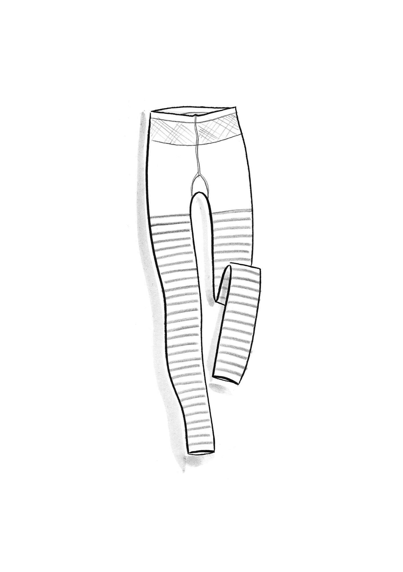 Stripete leggings i resirkulert polyamid svart/ubleket