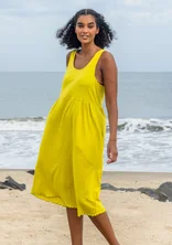 Solid-colour organic cotton jersey dress - dijon