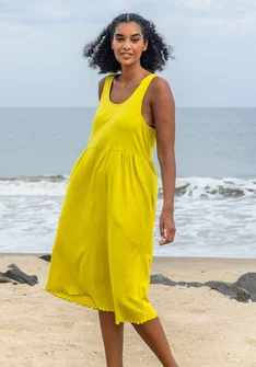 Effen jurk van biologisch katoenen tricot - dijon