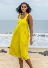 Einfarbiges Jerseykleid aus Bio-Baumwolle - dijonsenf
