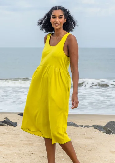Solid-colour organic cotton jersey dress - dijon