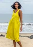 Solid-colour organic cotton jersey dress (dijon L)