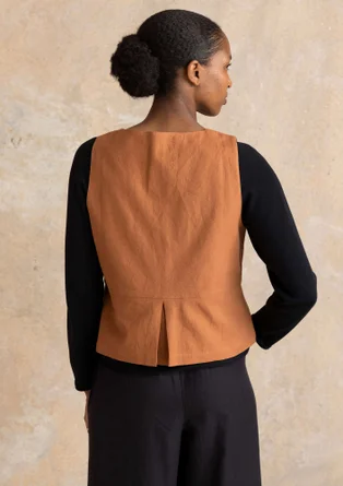 Gilet "Esme" van geweven katoen/linnen - eikeltje