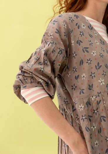 Vævet kjole ”Ida” i uldmiks - muldvarp/mønstret