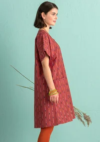 Robe "Ikat" en coton tissé - rouge garance
