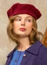 Knitted and felted lambswool blend beret (dark agate red One Size)