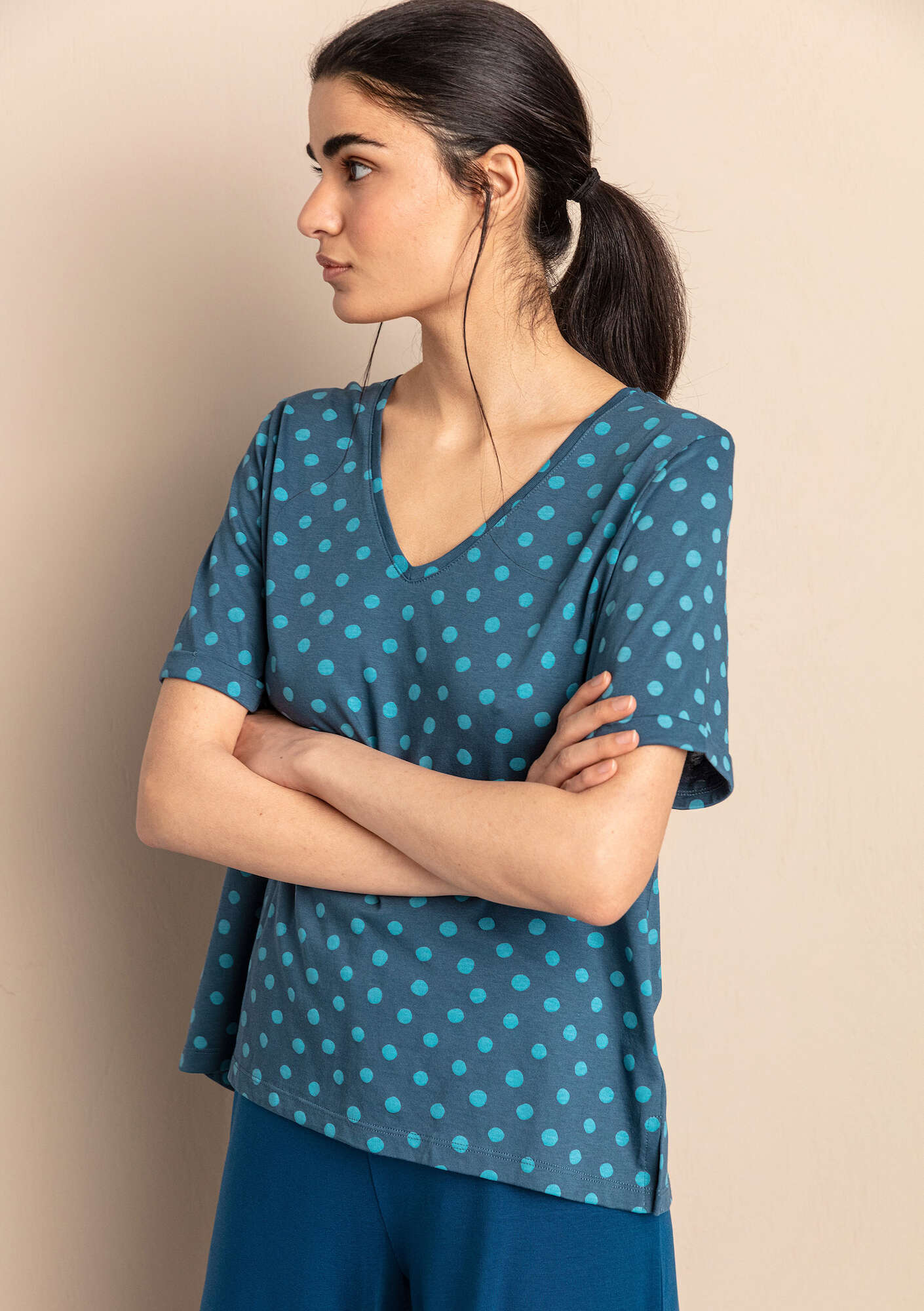 Juliet jersey top indigo/patterned