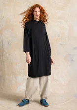 “Hillevi” floral/solid-colour lyocell/elastane jersey dress - black