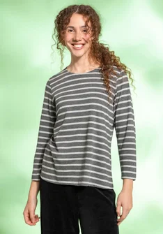 Striped top in organic cotton/modal - dark ash grey melange