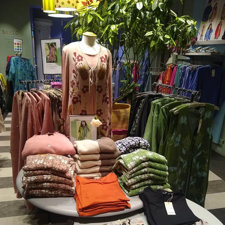Inside Gudrun Sjödén’s store in Gothenburg.