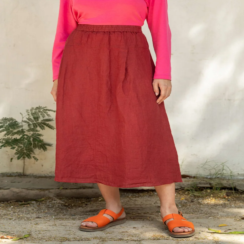 Woven skirt in linen - rooibos