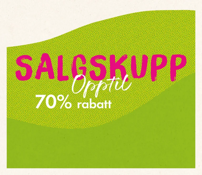 Et grafisk bilde i grønt med teksten SALGSKUPP.