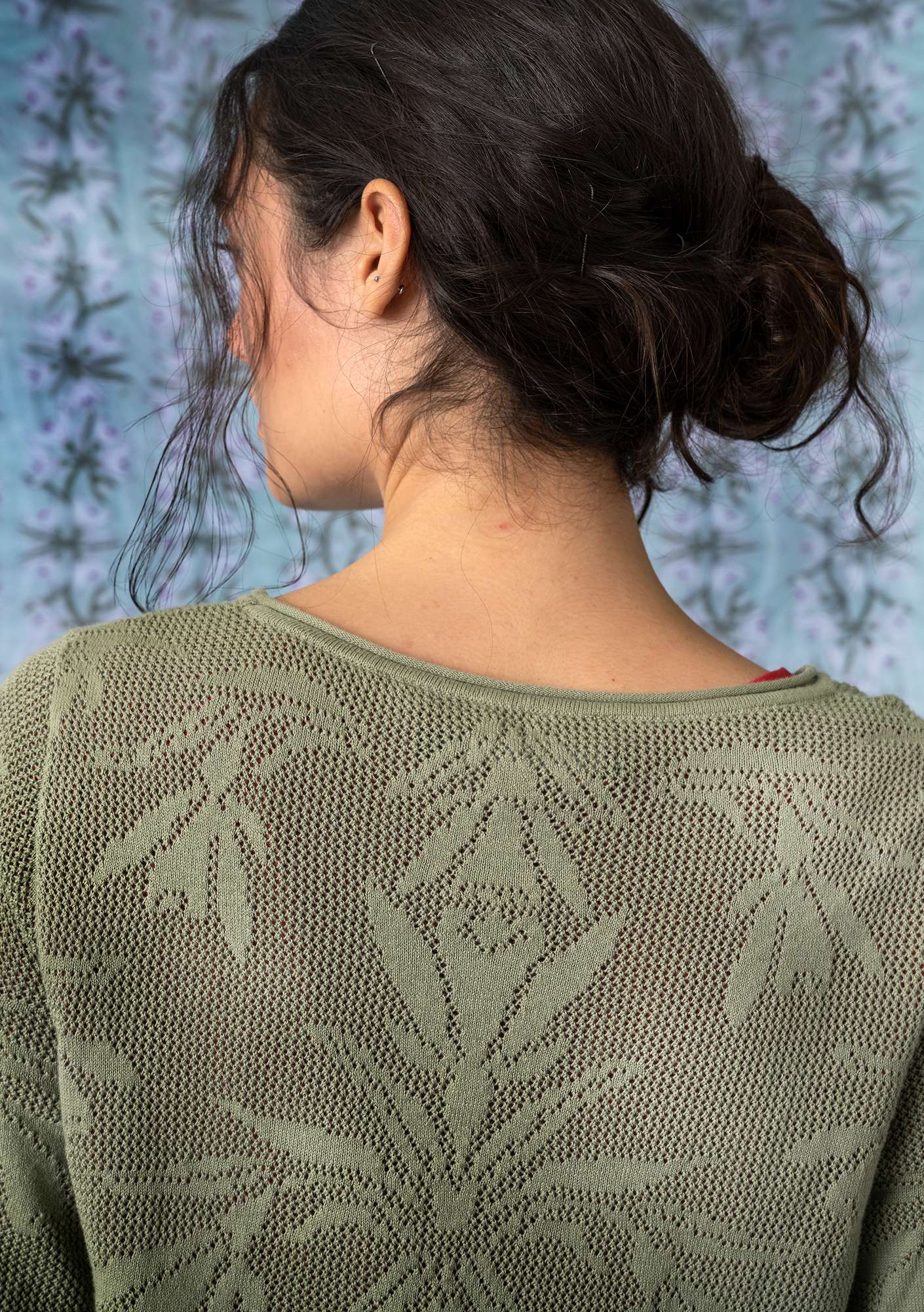 “Kamala” organic cotton pointelle-knit tunic light sage thumbnail
