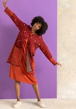 Langstrickjacke „Theia“ aus Bio-/Recycling-Baumwolle - krapprot