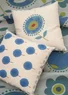“Tulipanaros” block-printed cushion cover in organic cotton (parisian blue One Size)