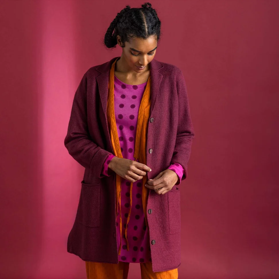 Felted organic wool blazer - burgundy