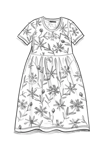 “Isolde” jersey dress in organic cotton/modal - black/patterned