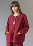 Garment-washed woven linen jacket (dark agate red L)