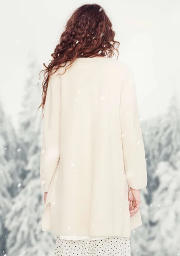 Gilet long "Rimfrost" en laine feutrée - lait d'amande