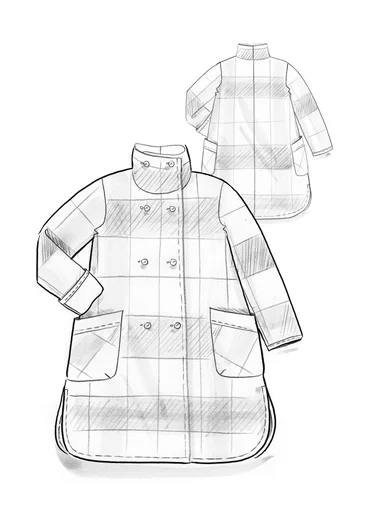 “Alberta” recycled wool/recycled polyester coat - rooibos/patterned