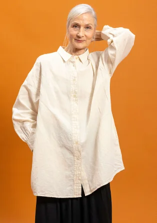 “Camille” woven organic cotton/linen shirt - feather