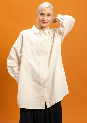 “Camille” woven organic cotton/linen shirt - feather