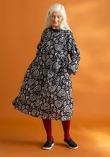“Hedda” woven organic cotton dress - black/patterned