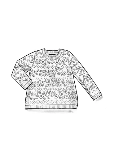 “Peninsula” lambswool fisherman’s sweater - black cassis/patterned