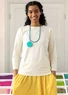 Bluse i bomuld/modal/elastan (ubleget L)