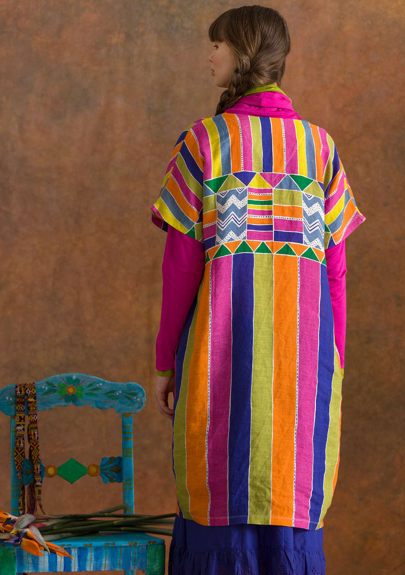 “Antigua” woven linen dress multicoloured thumbnail