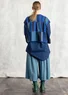 “Rut” knitted top in a blend of organic and recycled cotton (indigo blue/check S)