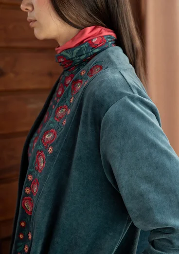 Veloursjacke „Nora“ aus Bio-Baumwolle/Recycling-Polyester - indigogrün