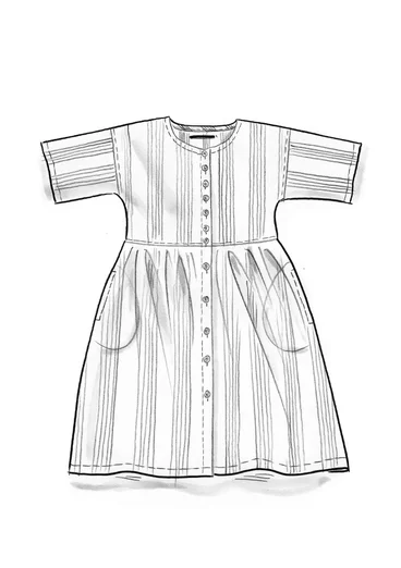 Gestreiftes oder einfarbiges Knopfleistenkleid „Sylvi“ aus Leinen - aubergine-gestreift