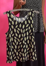 “Singö” jersey tank top in organic cotton/modal - black/patterned