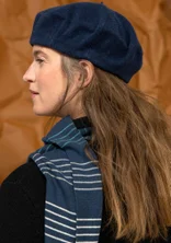 Écharpe "Sylvi" en maille côtelée de coton biologique/laine - bleu Pacifique