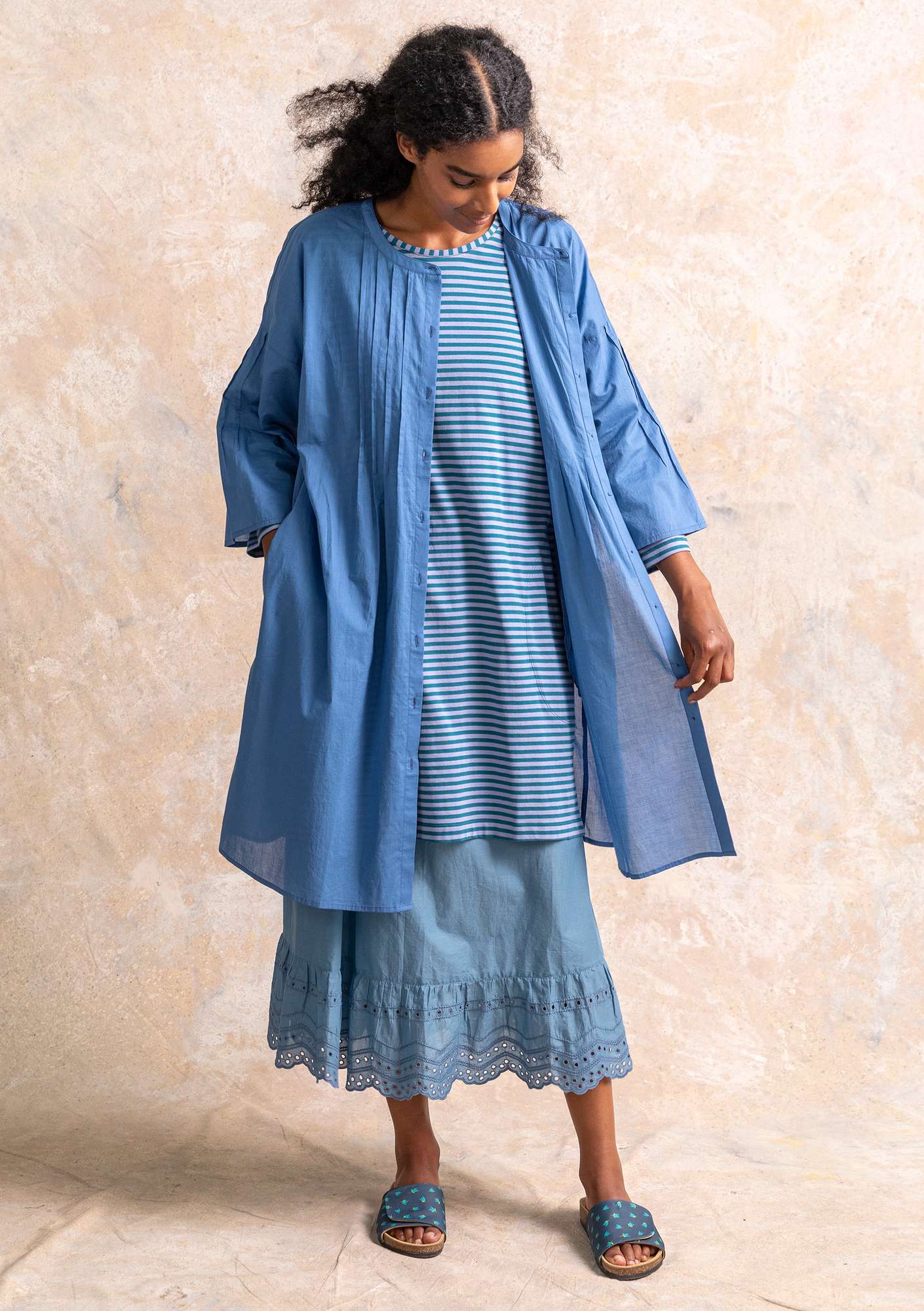Kleid „Serafina“ aus Öko-Baumwollgewebe leinenblau thumbnail