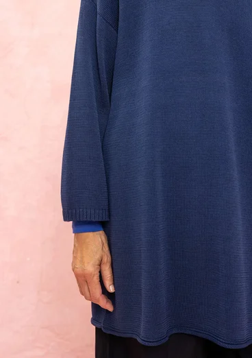 Knitted recycled cotton tunic - dark indigo